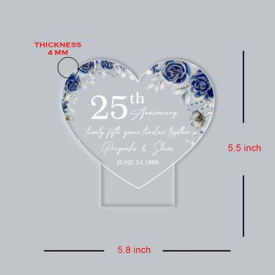 Personalized 25th Anniversary Acrylic LED Lamp with UV Print – Multicolor Silver Jubilee Gift with Custom Names & Date